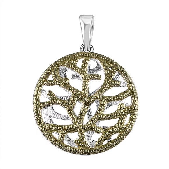 Jewelry - Women's Green Diamond (IR) Accent Circle Pendant in Platinum Bond
